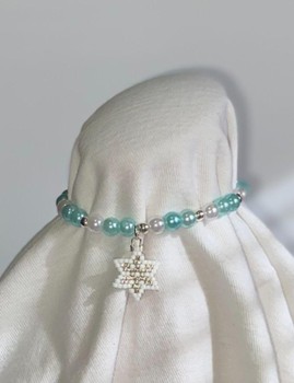 Ice Blue Snowflake Elastic Charm Bracelet